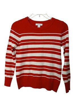 Liz Claiborne Red & White Striped Crew Neck Sweater PS Rayon Blend #D-40